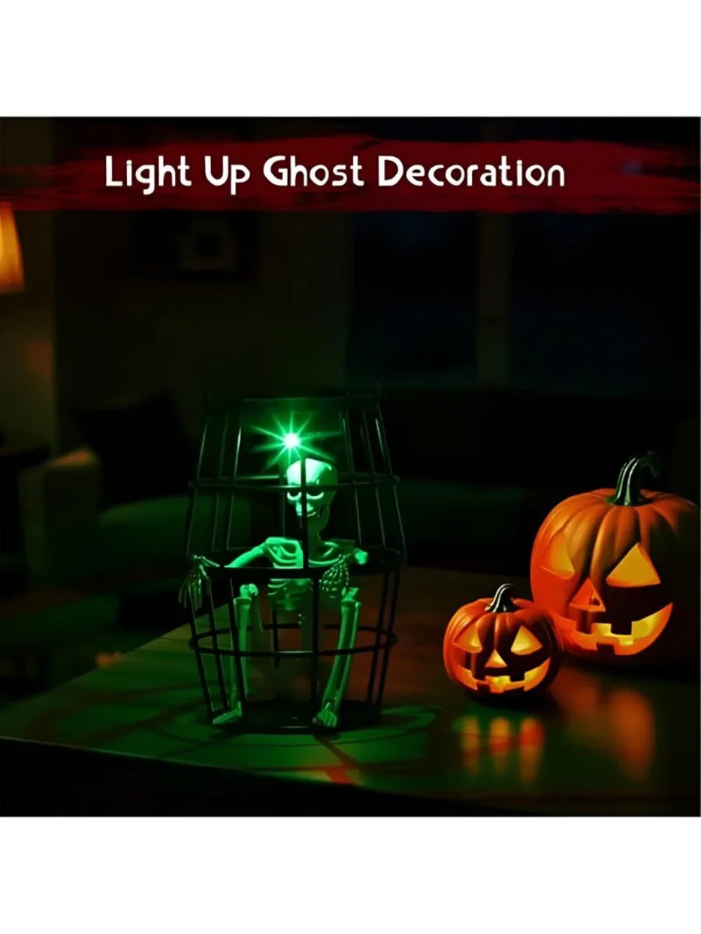 Scary Solar Halloween Decorations Hanging Ghost Skeleton Set of 2